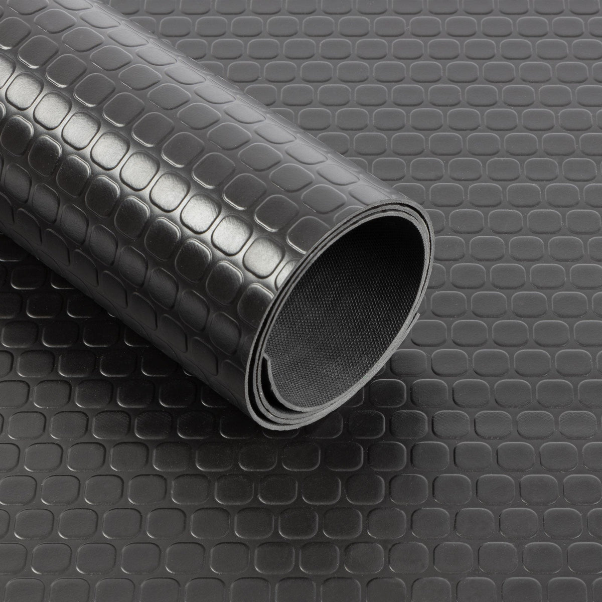 ✂ PVC-Bodenbelag | Square Coin | Schwarz | Stärke: 2mm