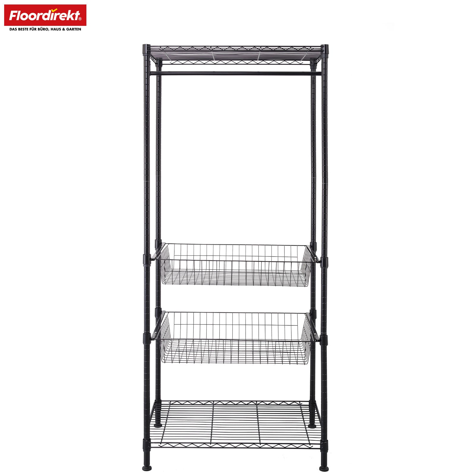 Kleiderschrank | Harold | Offener Kleiderständer mit Kleiderstange & Ablagen | Robuster Garderobenschrank für Schlafzimmer, Flur & Lager