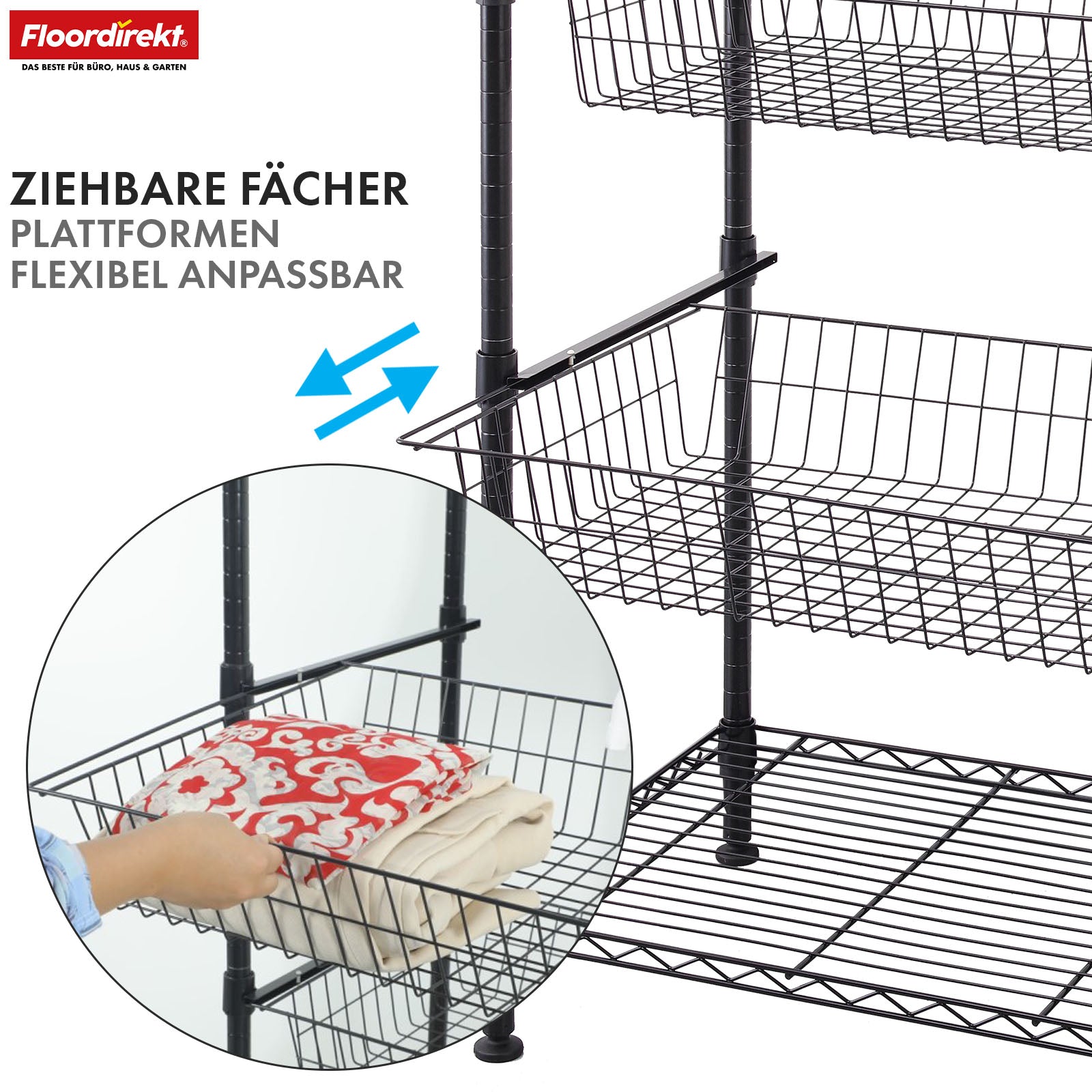 Kleiderschrank | Harold | Offener Kleiderständer mit Kleiderstange & Ablagen | Robuster Garderobenschrank für Schlafzimmer, Flur & Lager