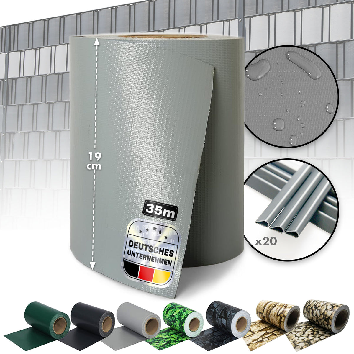 PVC-Sichtschutzstreifen | Für Gittermatten-Zäune | Effektiver Sichtschutz