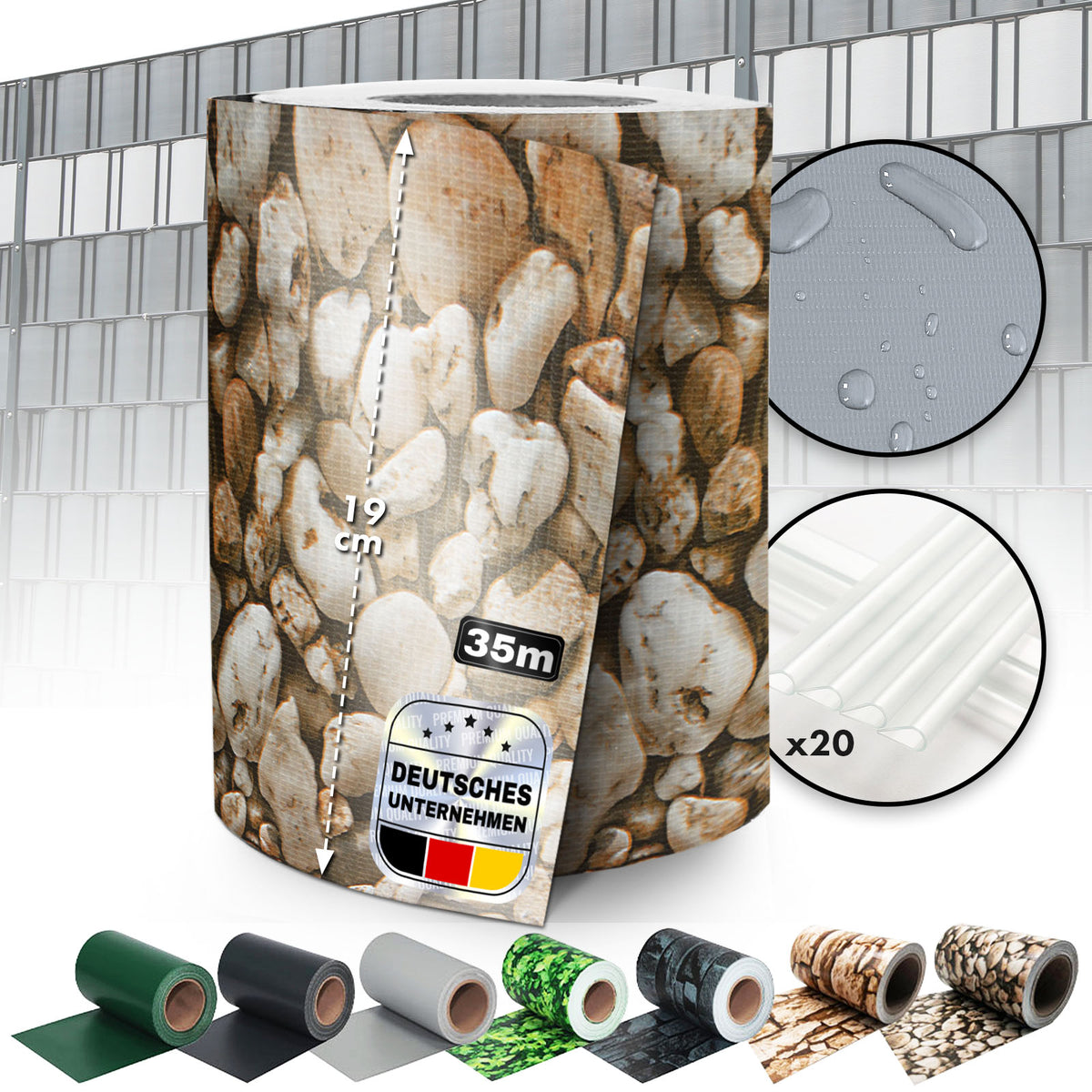 PVC-Sichtschutzstreifen | Für Gittermatten-Zäune | Effektiver Sichtschutz