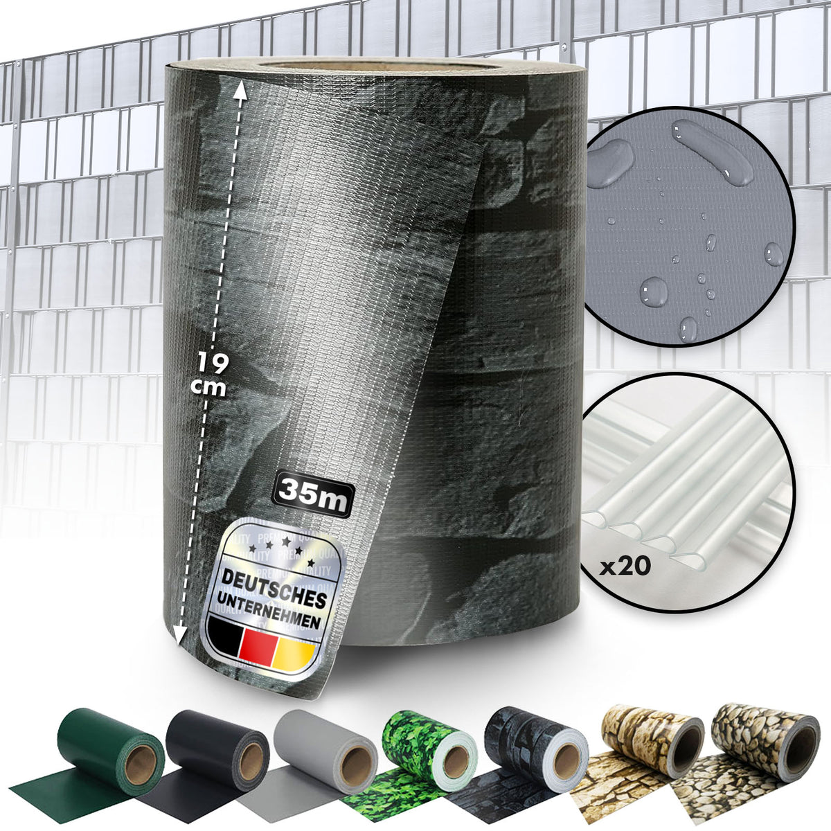 PVC-Sichtschutzstreifen | Für Gittermatten-Zäune | Effektiver Sichtschutz