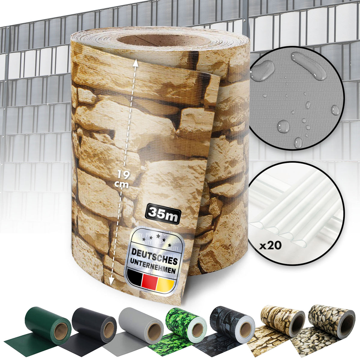 PVC-Sichtschutzstreifen | Für Gittermatten-Zäune | Effektiver Sichtschutz