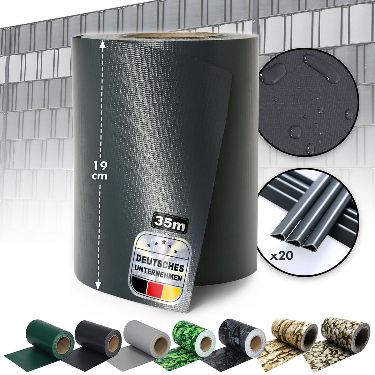 PVC-Sichtschutzstreifen | Für Gittermatten-Zäune | Effektiver Sichtschutz