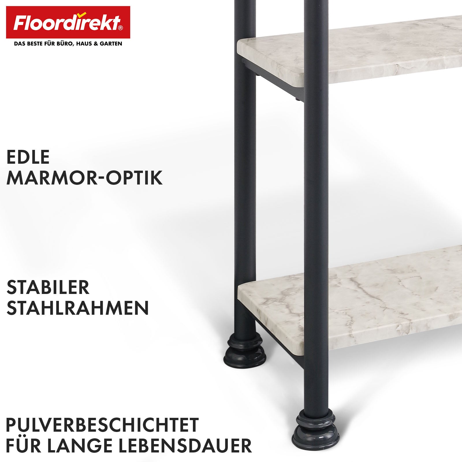 Standregal | Charles | Modernes Regal in Marmor-Optik mit stabiler Stahlkonstruktion | In 3 oder 4 Etagen erhältlich