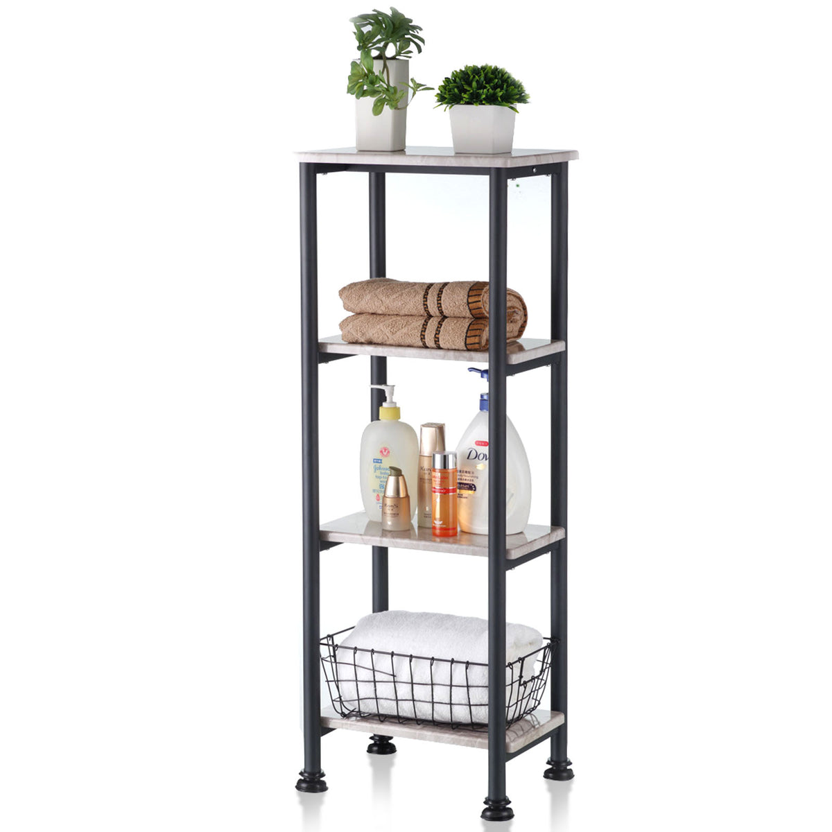 Standregal | Charles | Modernes Regal in Marmor-Optik mit stabiler Stahlkonstruktion | In 3 oder 4 Etagen erhältlich