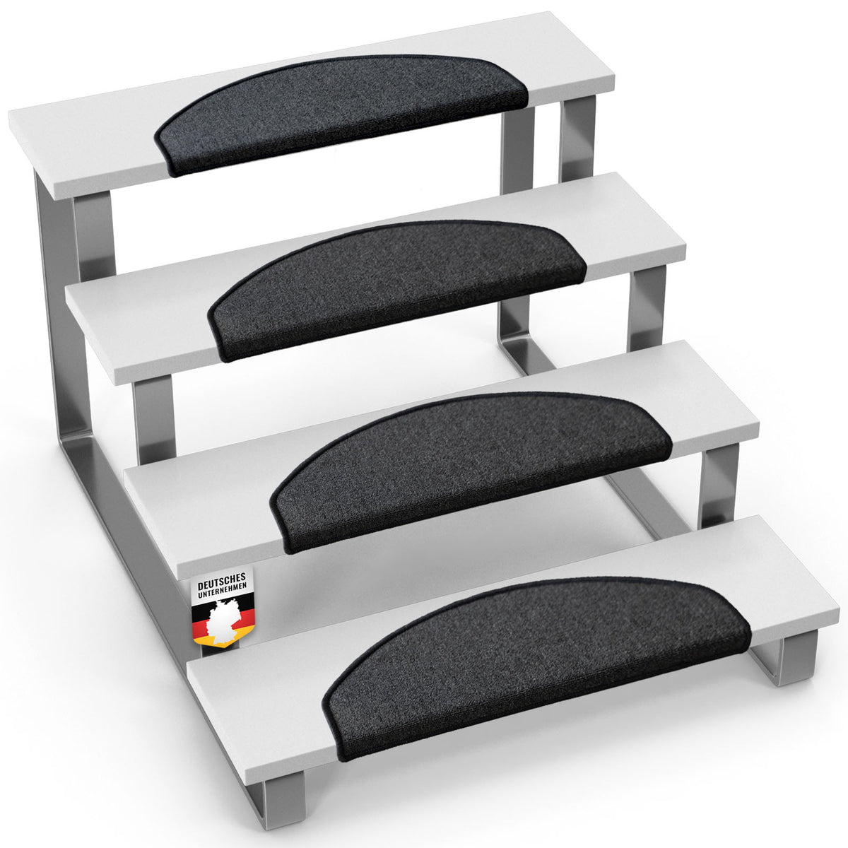 Stufenmatte | London Pro | Im modernen Design | Rutschfest & pflegeleicht | Halbrund