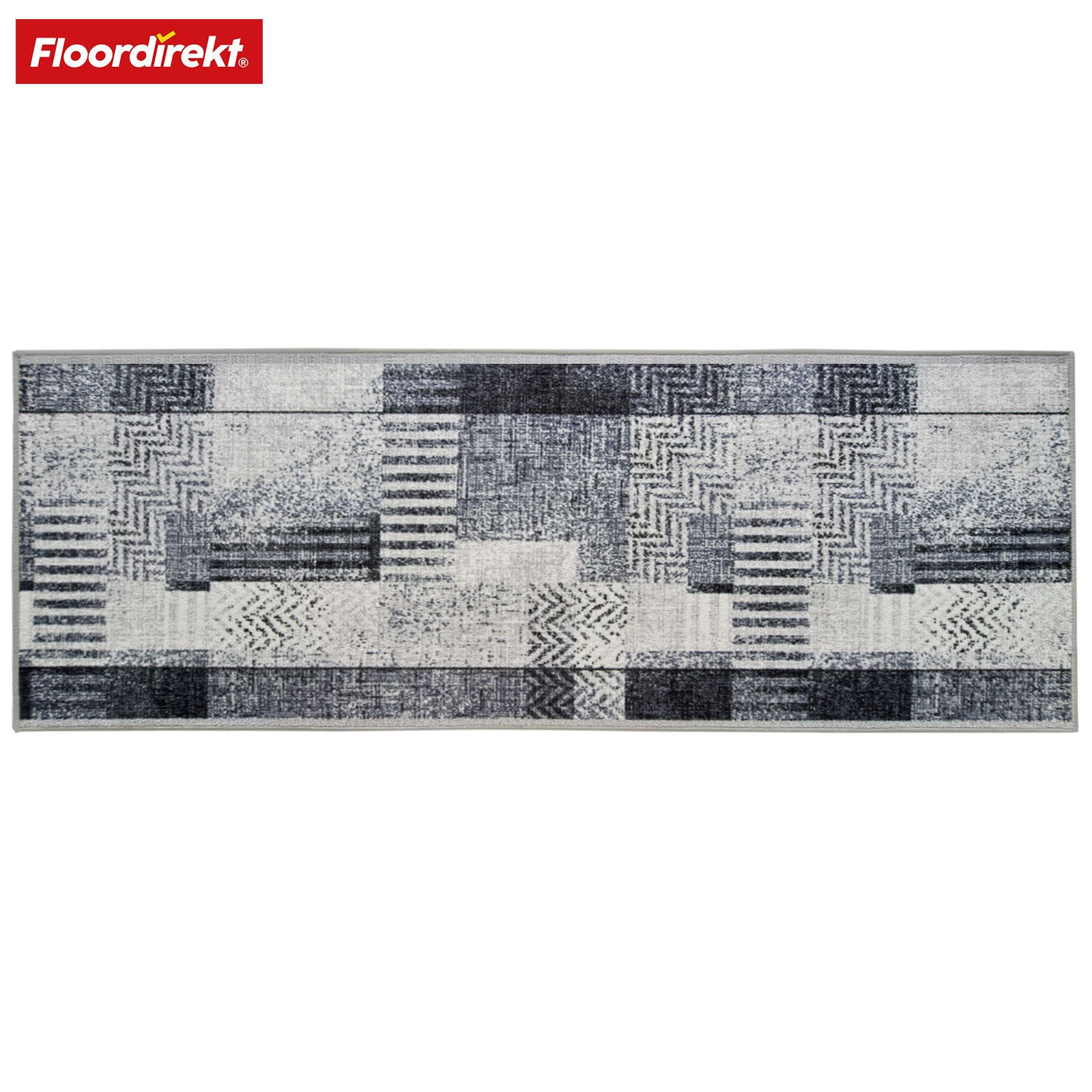 Teppich-Läufer auf Maß | Cordoba | Grautöne mit Muster | rutschfest & robust | 80 cm Breite