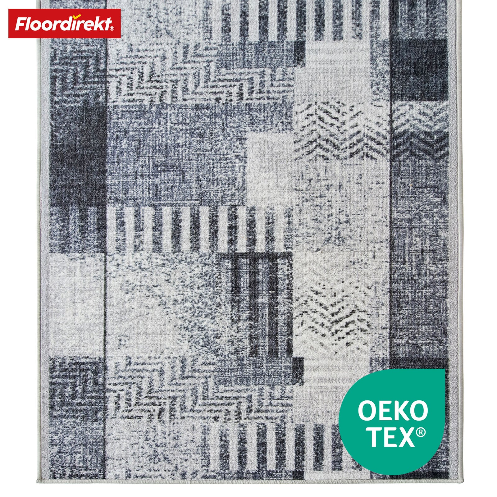 Teppich-Läufer auf Maß | Cordoba | Grautöne mit Muster | rutschfest & robust | 80 cm Breite