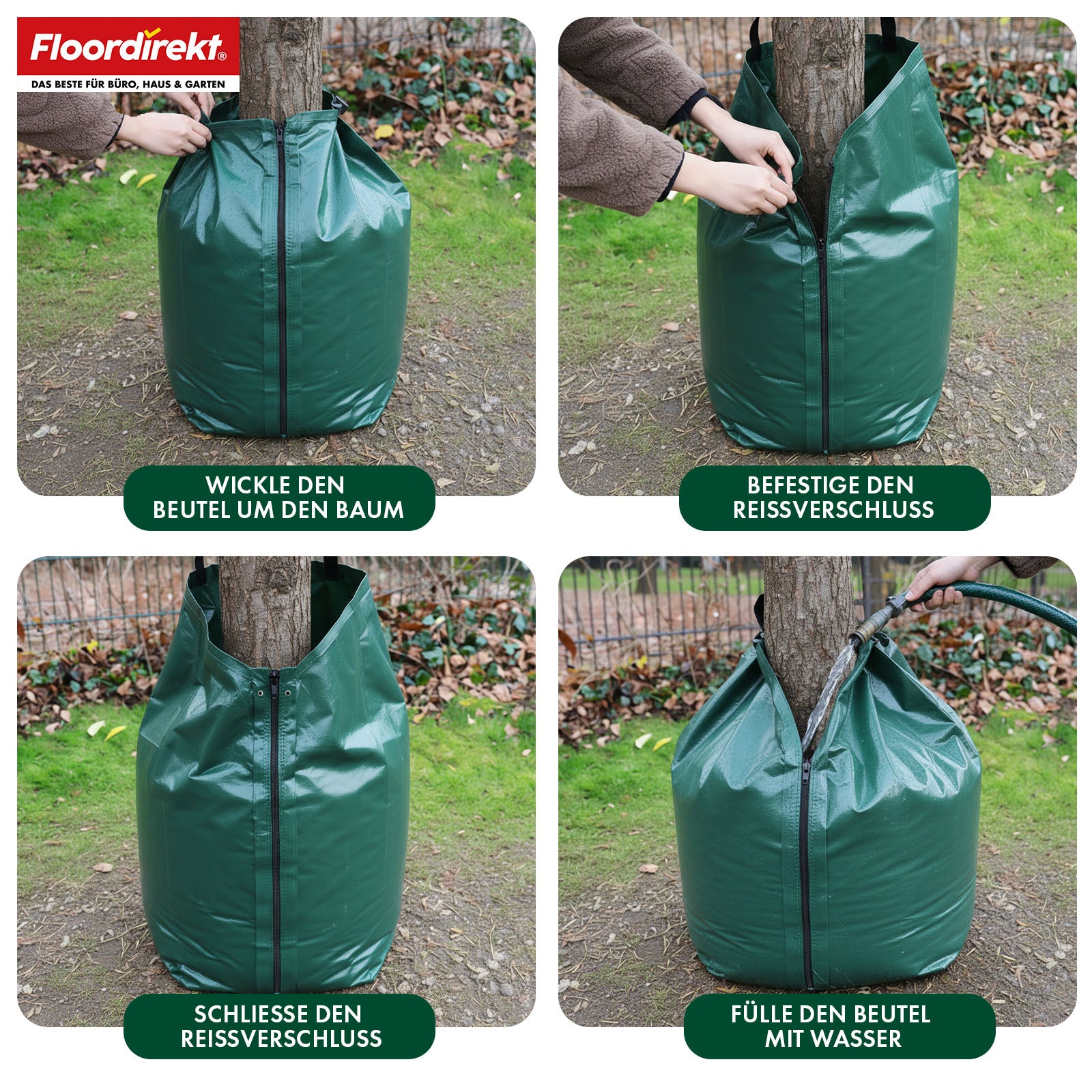 Bewässerungsbeutel für Bäume | 75L & 100L Wassersack mit Tropfsystem | Wiederverwendbarer Baumbewässerungssack aus PVC