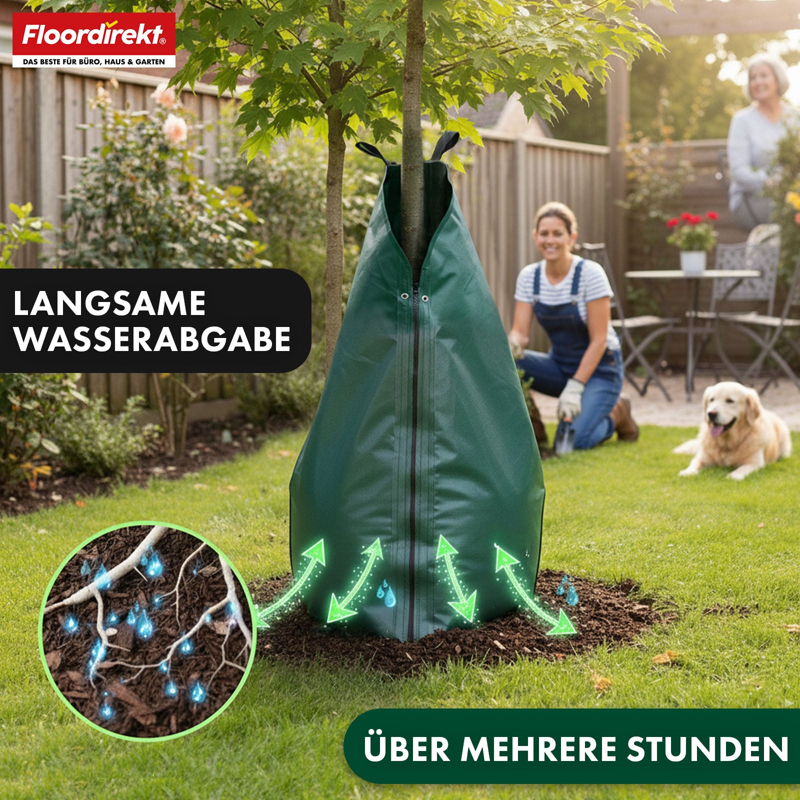 Bewässerungsbeutel für Bäume | 75L & 100L Wassersack mit Tropfsystem | Wiederverwendbarer Baumbewässerungssack aus PVC