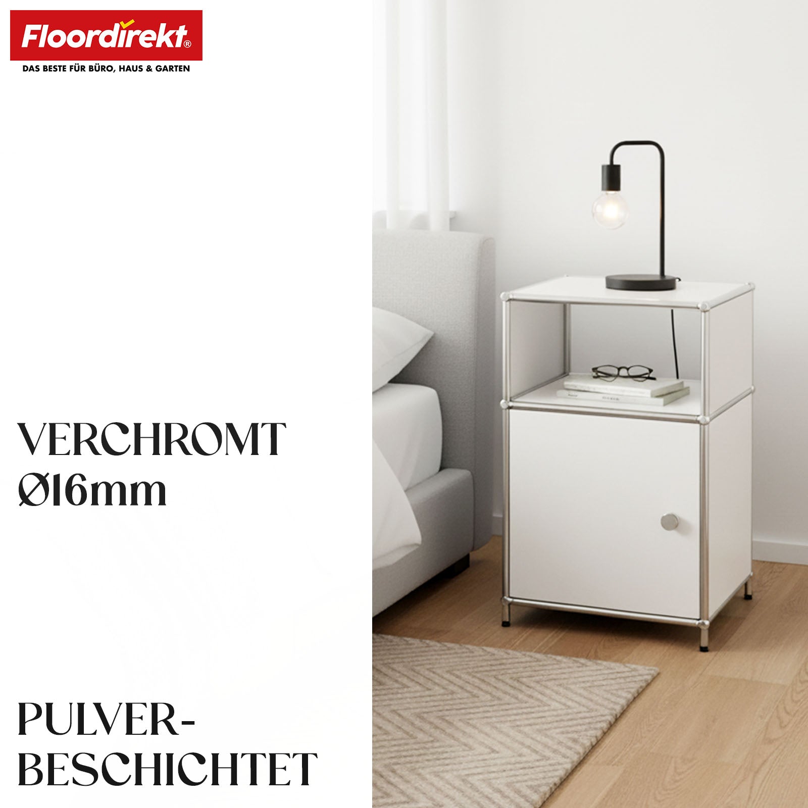 Metallregal | Concept Epure MK-040 | 3-stöckiges Aufbewahrungsregal mit Tür & & Ablageflächen | In mehreren Farben erhältlich