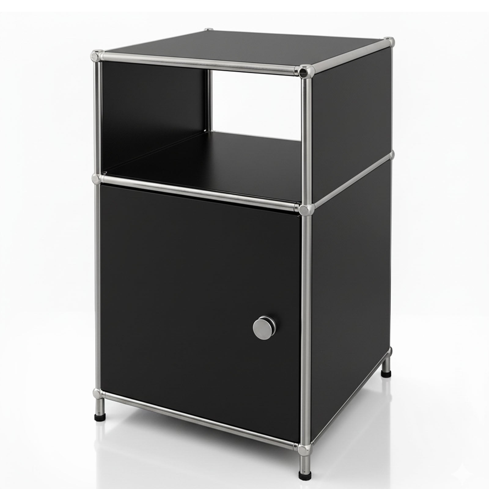 Metallregal | Concept Epure MK-040 | 3-stöckiges Aufbewahrungsregal mit Tür & & Ablageflächen | In mehreren Farben erhältlich