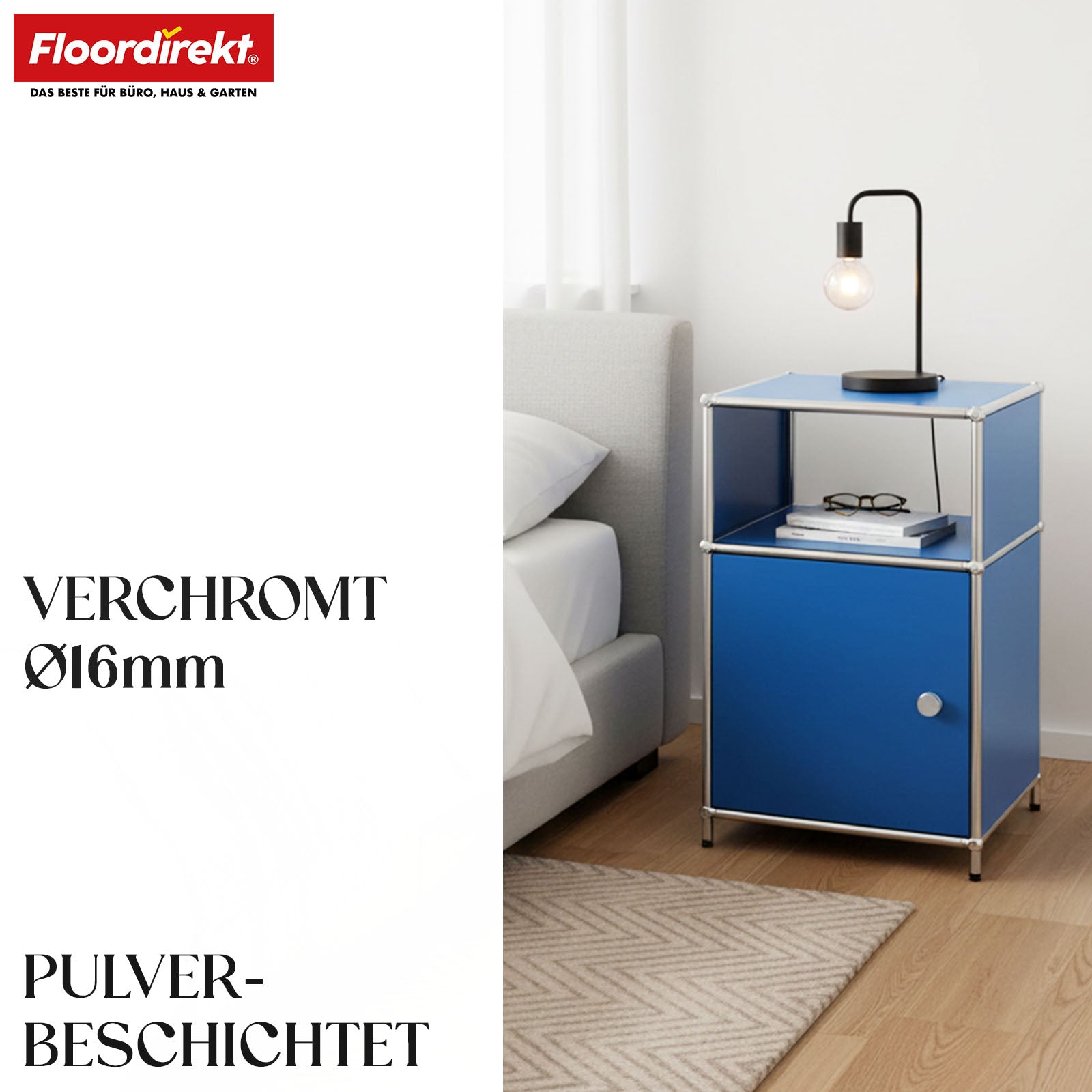 Metallregal | Concept Epure MK-040 | 3-stöckiges Aufbewahrungsregal mit Tür & & Ablageflächen | In mehreren Farben erhältlich