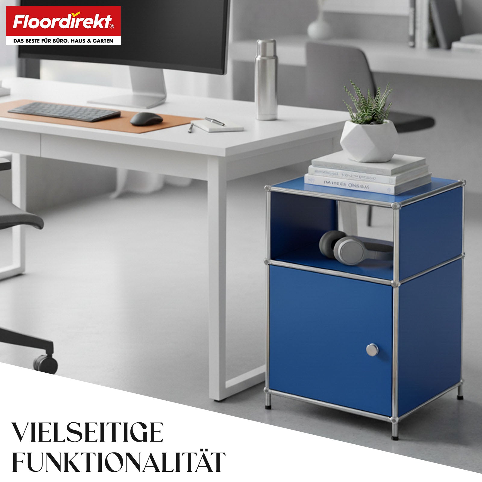Metallregal | Concept Epure MK-040 | 3-stöckiges Aufbewahrungsregal mit Tür & & Ablageflächen | In mehreren Farben erhältlich