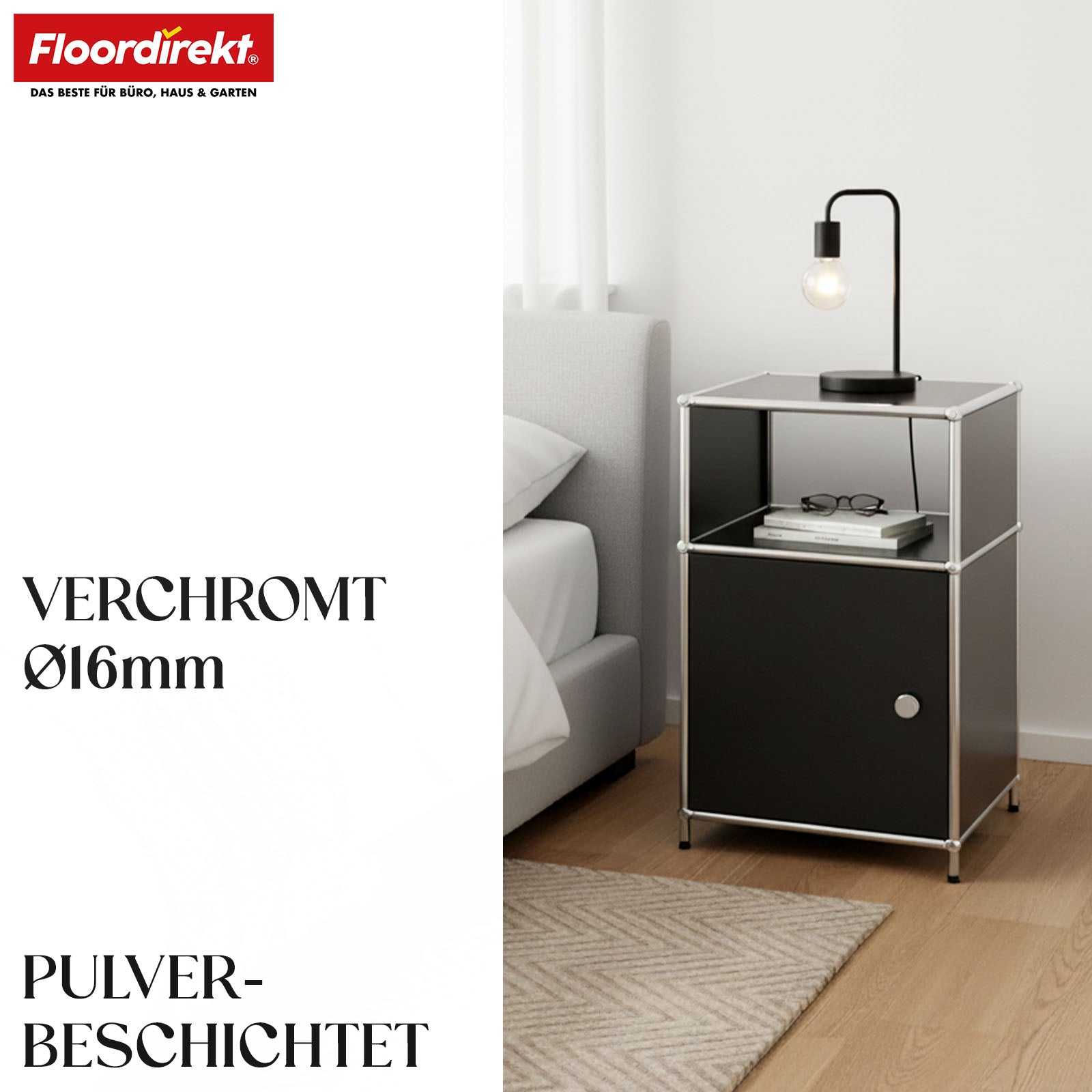 Metallregal | Concept Epure MK-040 | 3-stöckiges Aufbewahrungsregal mit Tür & & Ablageflächen | In mehreren Farben erhältlich