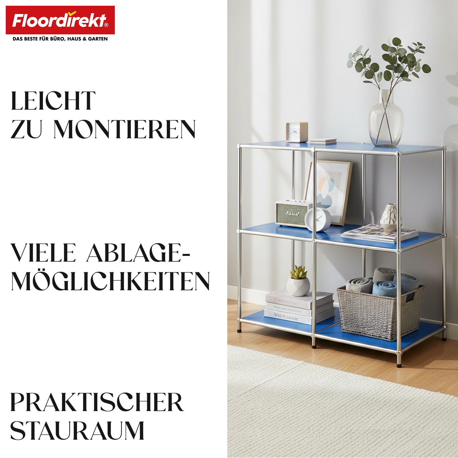 Metallregal | Concept Epure MK-027 | Offenes 3-stöckiges Sideboard & Ablageregal | In mehreren Farben erhältlich