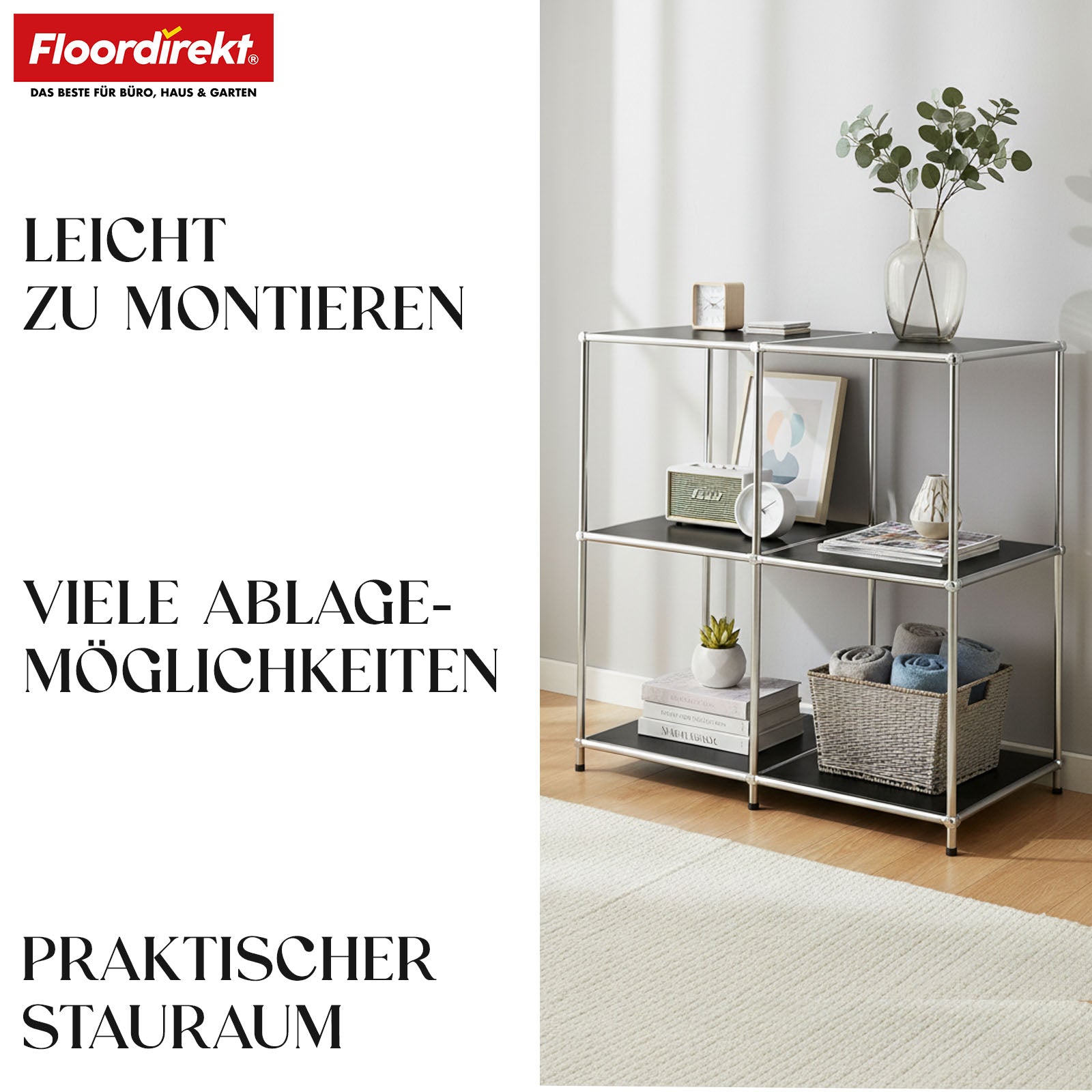 Metallregal | Concept Epure MK-027 | Offenes 3-stöckiges Sideboard & Ablageregal | In mehreren Farben erhältlich