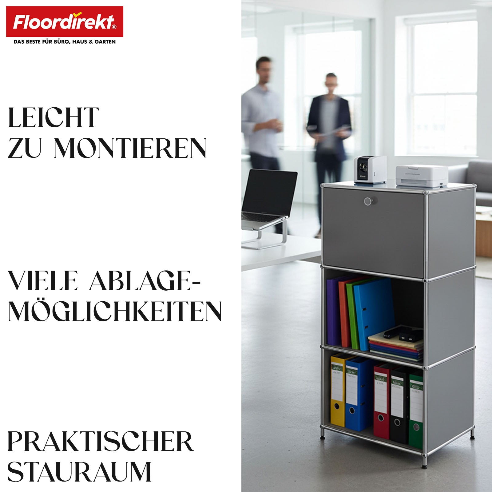 Metallregal | Concept Epure MK-107 | 4-stöckiges Aufbewahrungsregal mit verschließbarem Fach & Ablagen | In verschiedenen Farben
