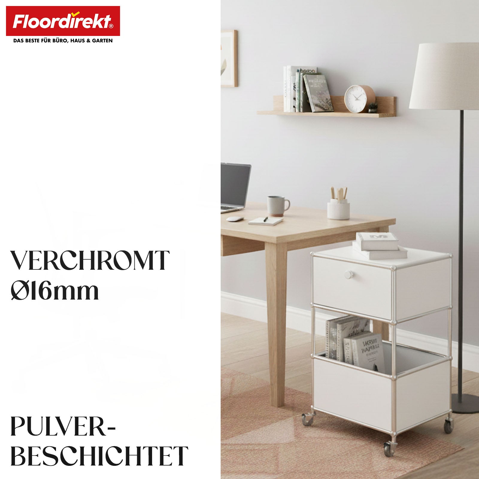 Metallregal | Concept Epure MK-145 | 3-stöckiger Rollcontainer mit Schublade & Ablagen | In mehreren Farben erhältlich