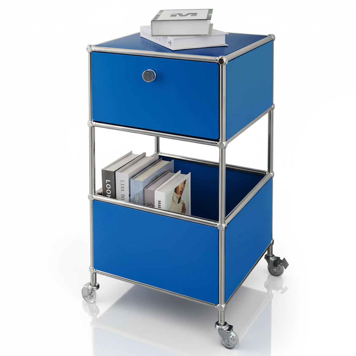 Metallregal | Concept Epure MK-145 | 3-stöckiger Rollcontainer mit Schublade & Ablagen | In mehreren Farben erhältlich
