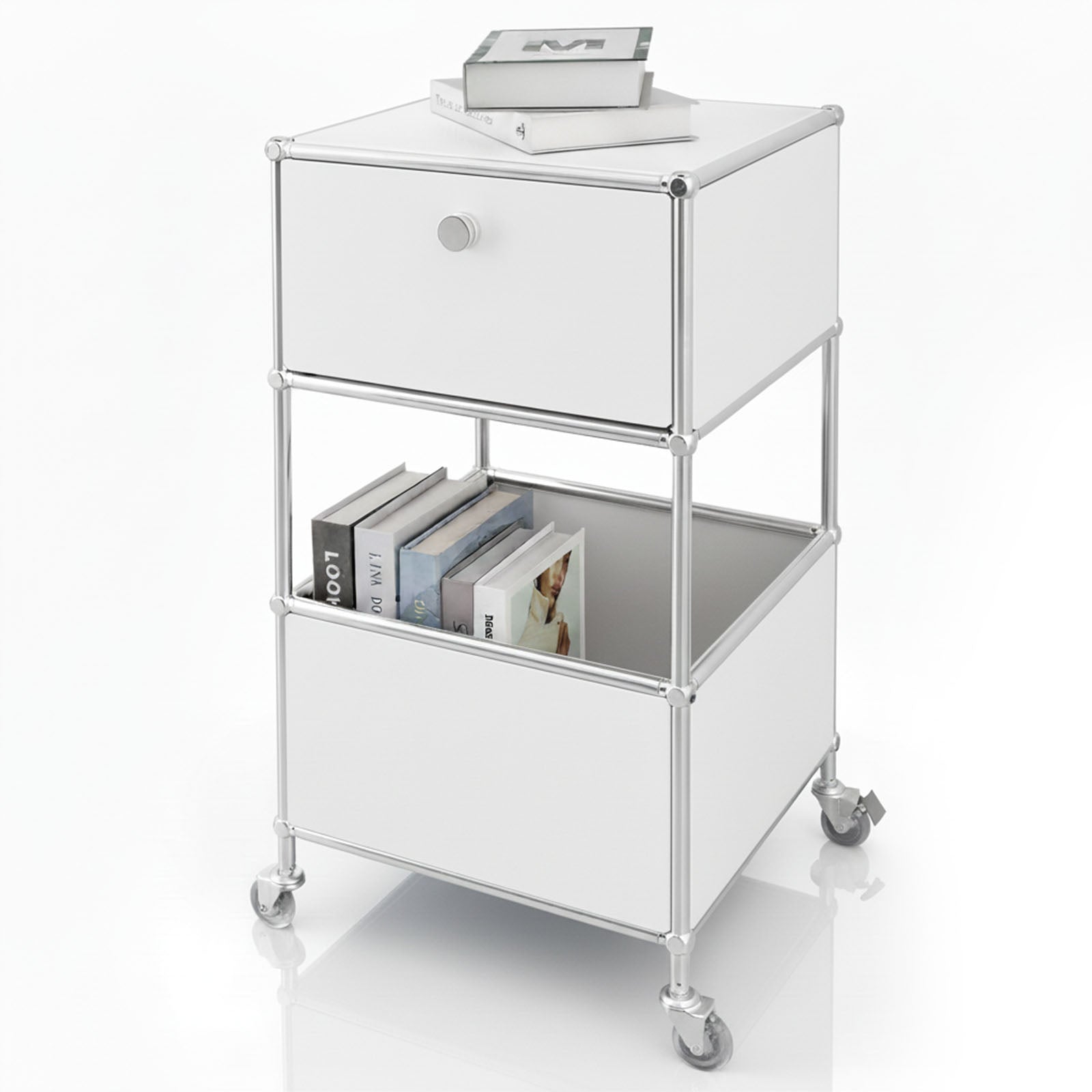 Metallregal | Concept Epure MK-145 | 3-stöckiger Rollcontainer mit Schublade & Ablagen | In mehreren Farben erhältlich