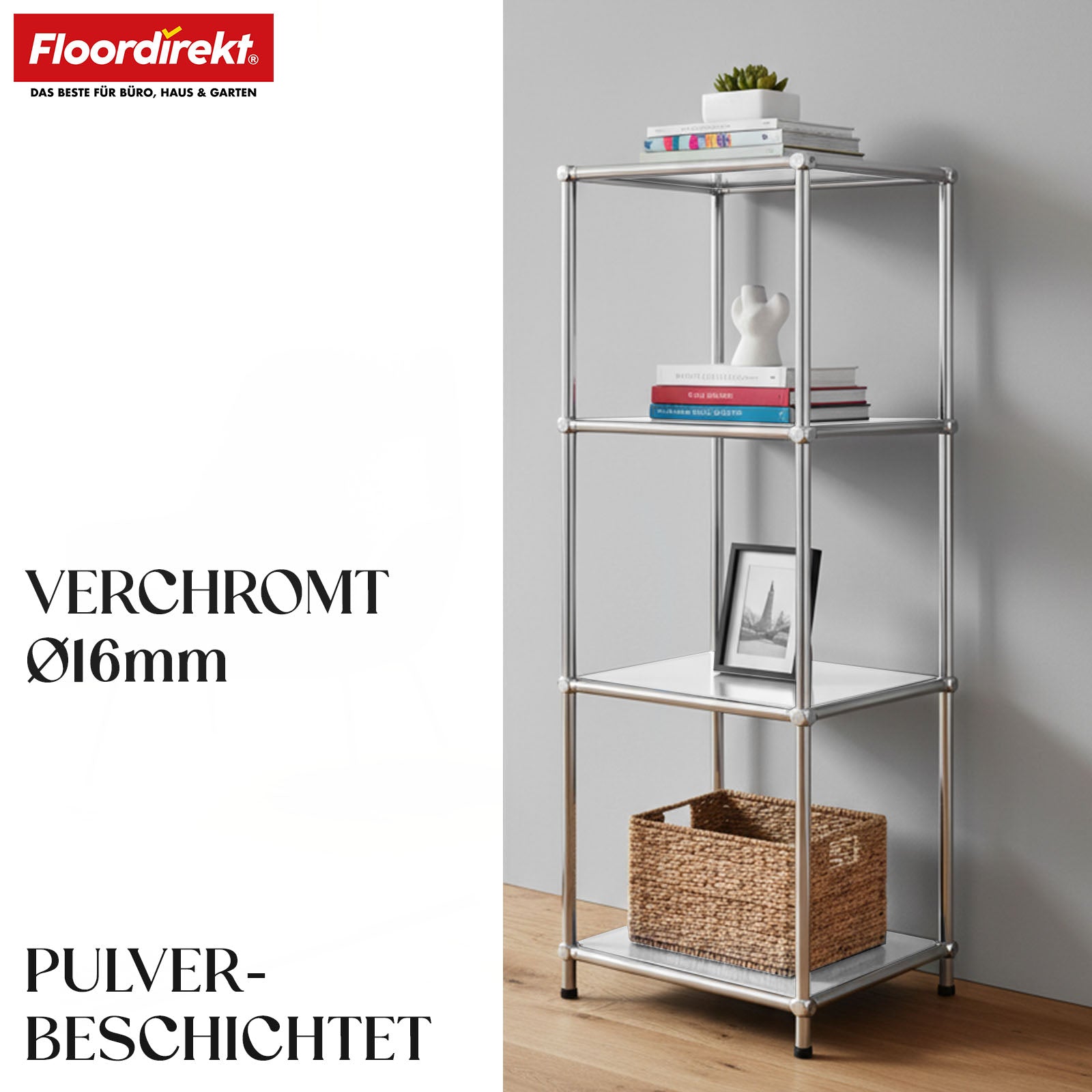 Metallregal | Concept Epure MK-005 | 4-stöckiges Ablageregal mit offenen Ablagen | In mehreren Farben erhältlich