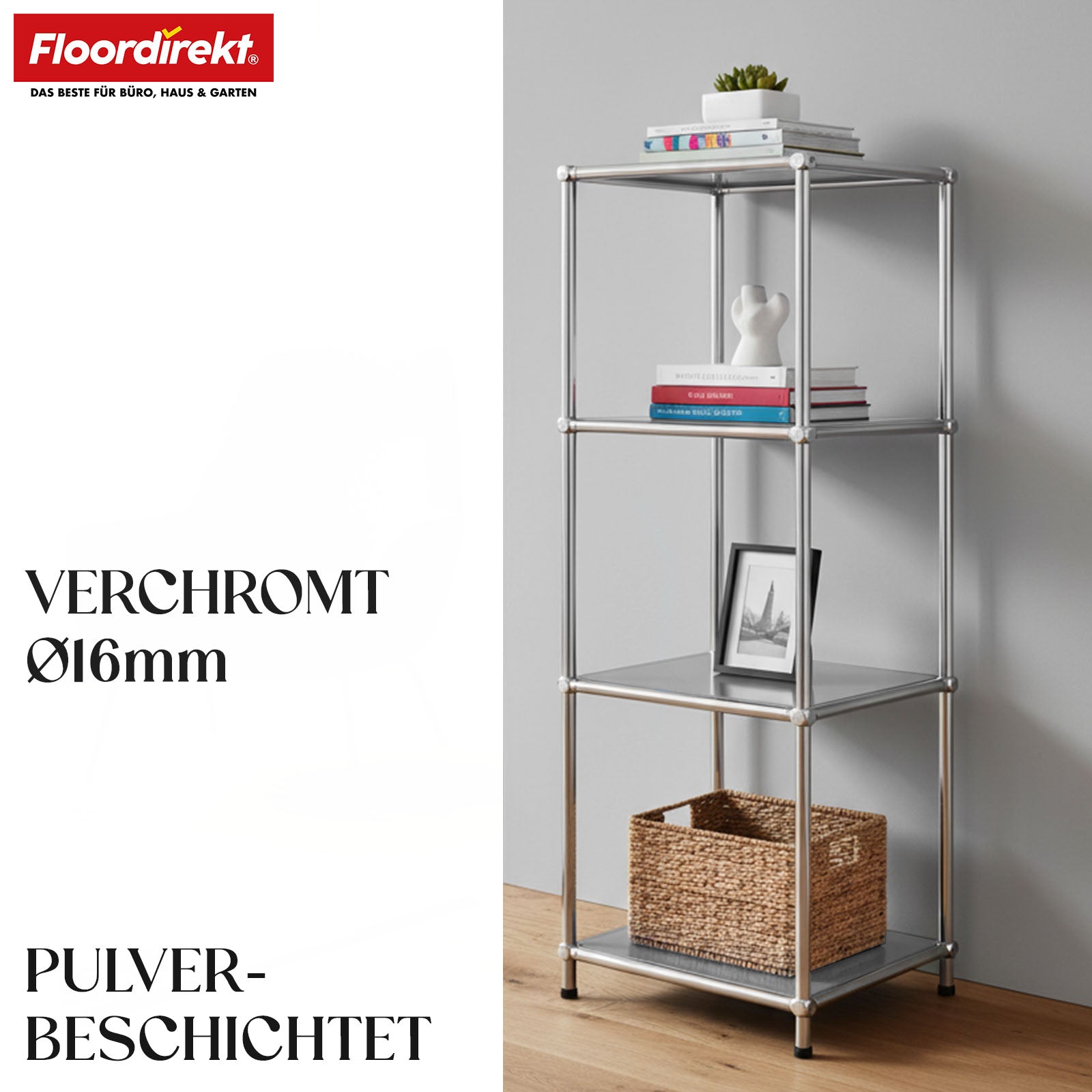 Metallregal | Concept Epure MK-005 | 4-stöckiges Ablageregal mit offenen Ablagen | In mehreren Farben erhältlich