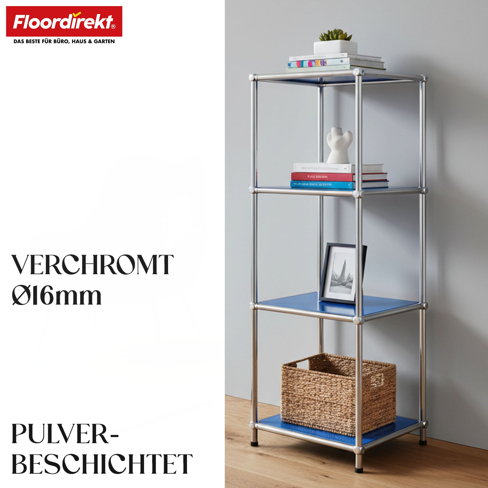 Metallregal | Concept Epure MK-005 | 4-stöckiges Ablageregal mit offenen Ablagen | In mehreren Farben erhältlich