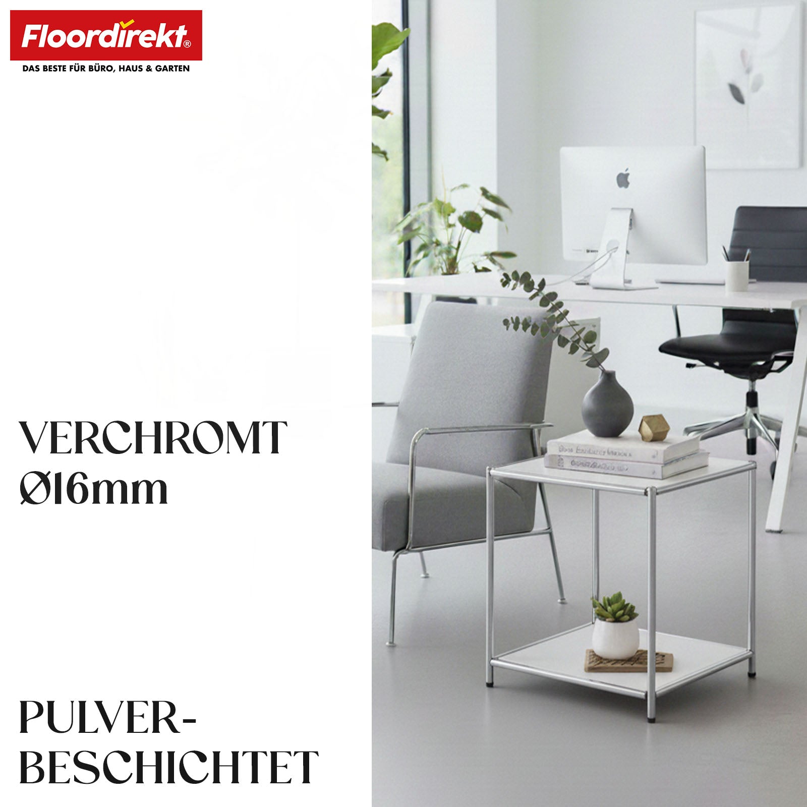 Metallregal | Concept Epure MK-012 | Offenes Beistell- & Aufbewahrungsregal mit 2 Ablagen | In mehreren Farben erhältlich