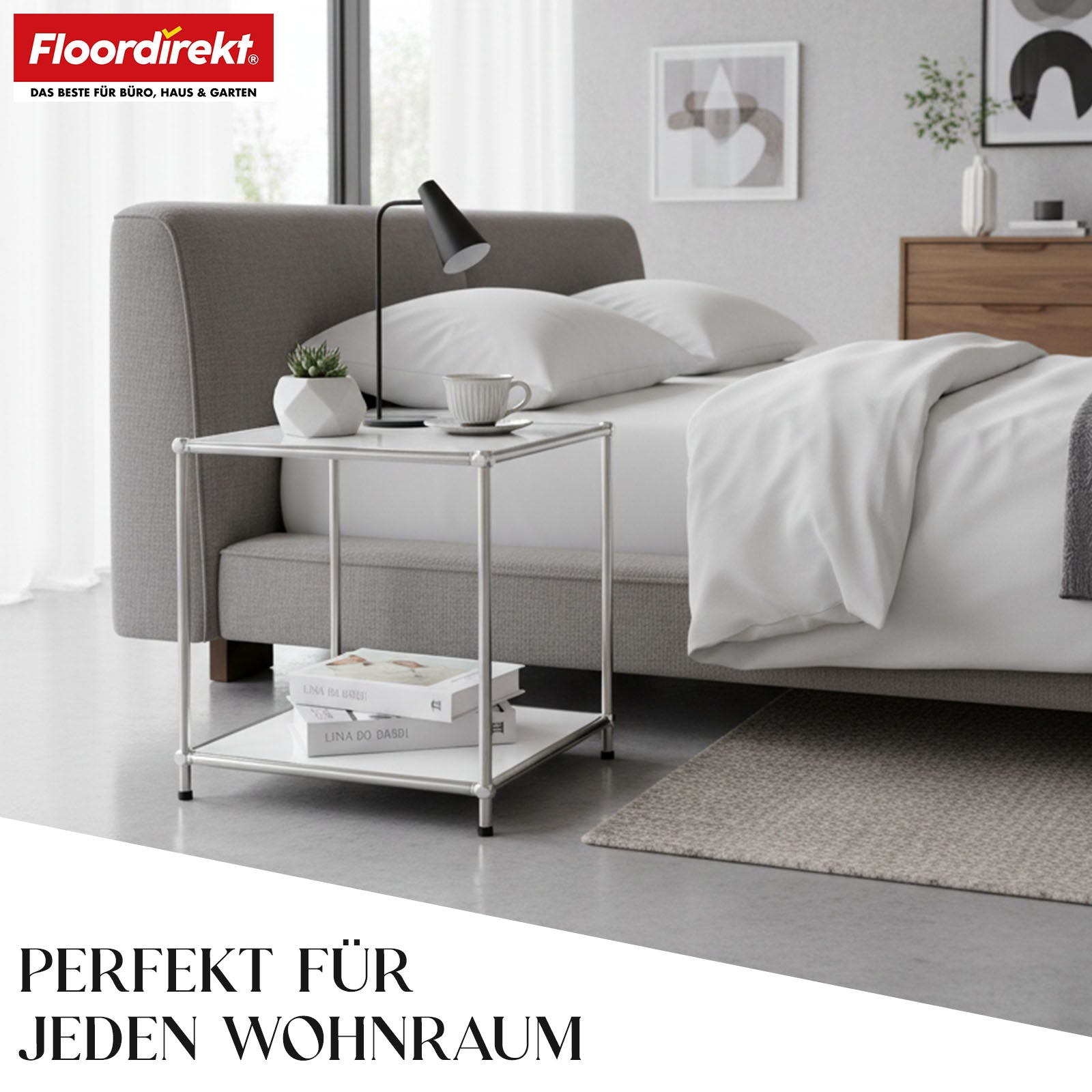 Metallregal | Concept Epure MK-012 | Offenes Beistell- & Aufbewahrungsregal mit 2 Ablagen | In mehreren Farben erhältlich