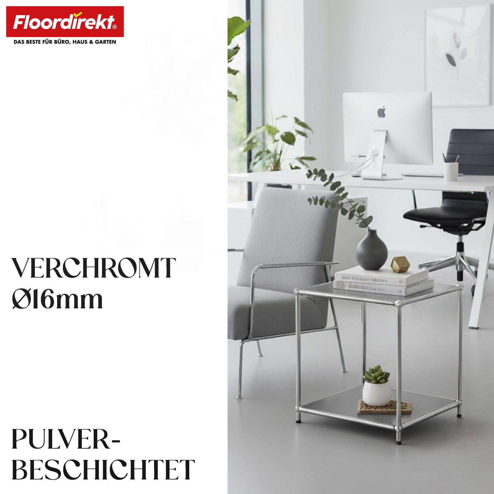 Metallregal | Concept Epure MK-012 | Offenes Beistell- & Aufbewahrungsregal mit 2 Ablagen | In mehreren Farben erhältlich