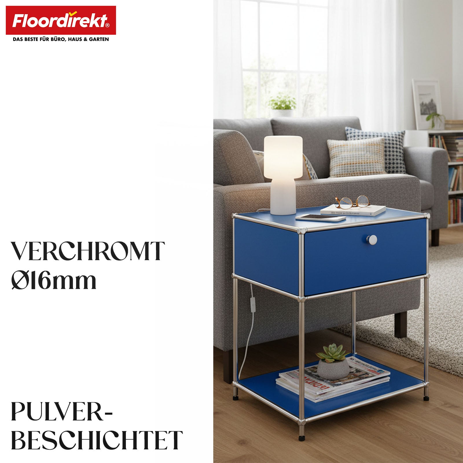 Metallregal | Concept Epure MK-139 | Beistell- & Aufbewahrungsregal mit Schublade & Ablagen | In mehreren Farben erhältlich