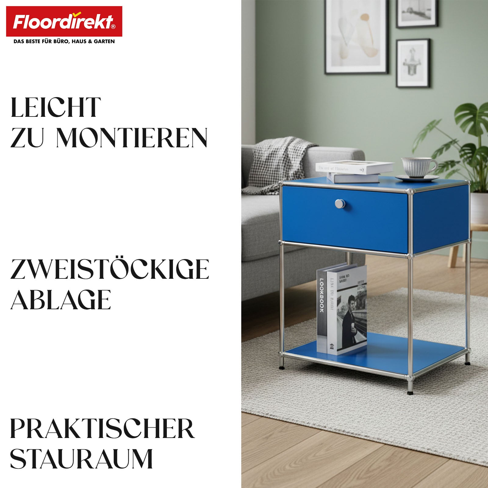 Metallregal | Concept Epure MK-139 | Beistell- & Aufbewahrungsregal mit Schublade & Ablagen | In mehreren Farben erhältlich