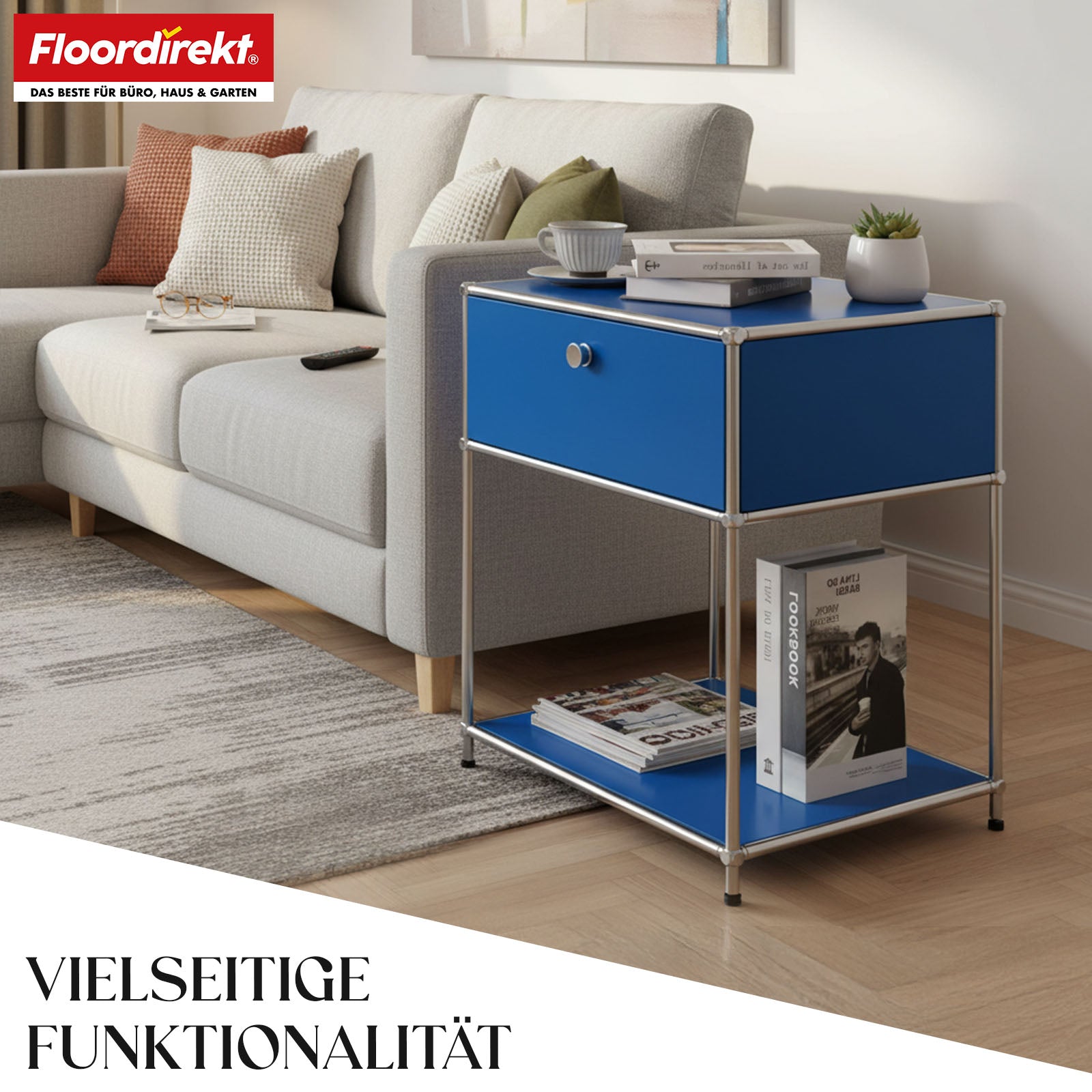 Metallregal | Concept Epure MK-139 | Beistell- & Aufbewahrungsregal mit Schublade & Ablagen | In mehreren Farben erhältlich