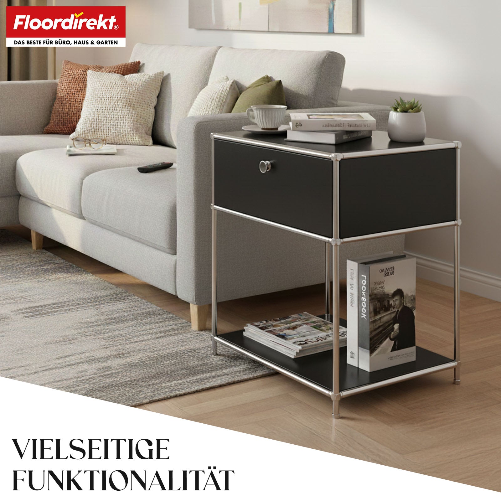 Metallregal | Concept Epure MK-139 | Beistell- & Aufbewahrungsregal mit Schublade & Ablagen | In mehreren Farben erhältlich