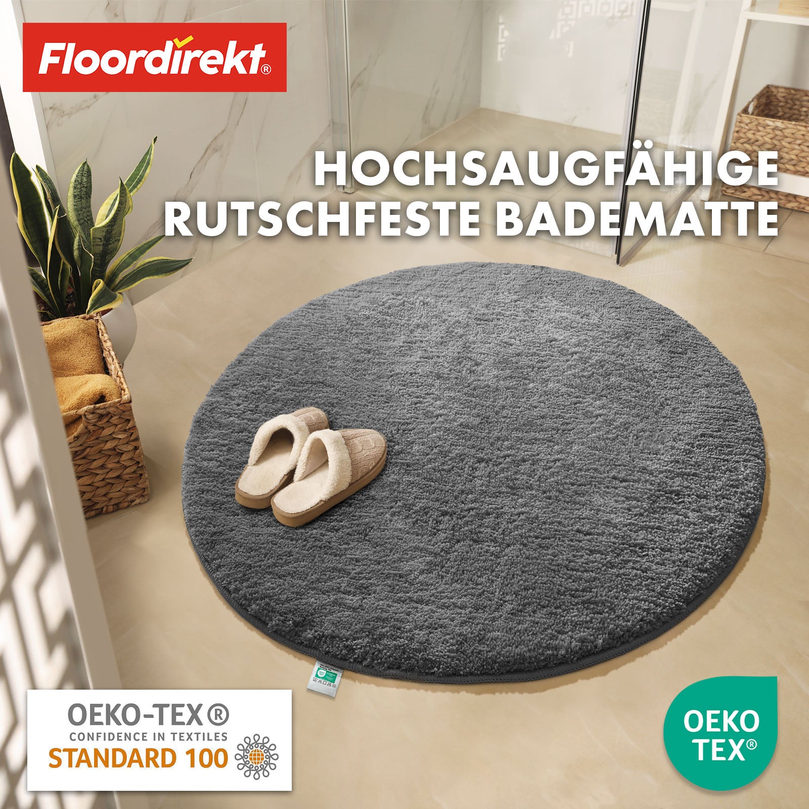 Badematte | Sky | Badteppich in Rund | Dichtes, flauschiges Wohlgefühl für Ihr Zuhause