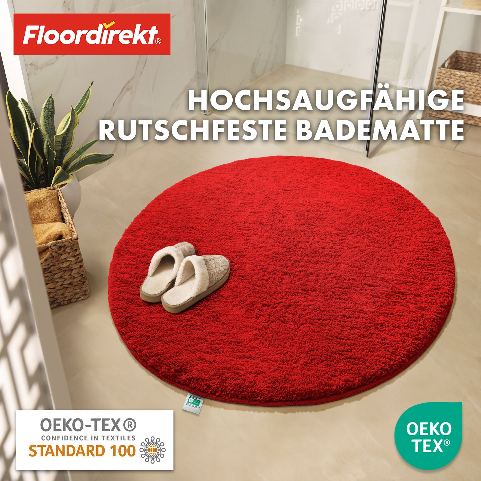 Badematte | Sky | Badteppich in Rund | Dichtes, flauschiges Wohlgefühl für Ihr Zuhause