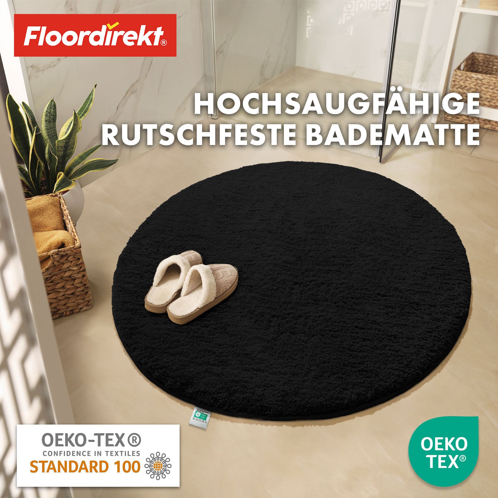 Badematte | Sky | Badteppich in Rund | Dichtes, flauschiges Wohlgefühl für Ihr Zuhause