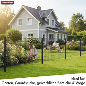 Doppelstabmattenzaun | LIMES | Anthrazit Stahlzaun Komplettset mit Pfosten für Garten, Einfahrt & gewerbliche Flächen | In verschiedenen Höhen & Längen