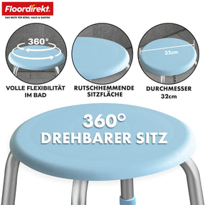 Duschhocker | Pedro | Höhenverstellbarer Drehhocker 360° drehbar bis 150 kg