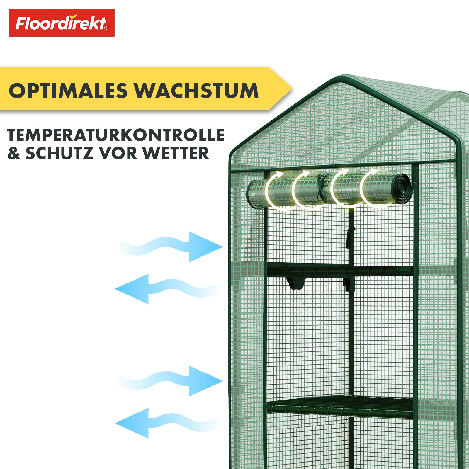 Gewächshaus | Bloom | Witterungsbeständiges Gewächshaus mit robustem Stahlrahmen | Kompaktes Pflanzenhaus mit wählbaren 2, 3 oder 4 Ablageebenen