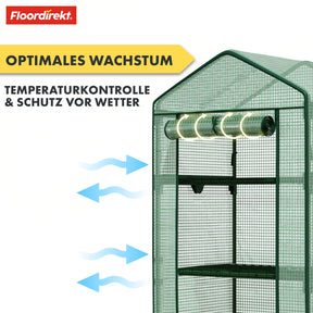 Gewächshaus | Bloom | Witterungsbeständiges Gewächshaus mit robustem Stahlrahmen | Kompaktes Pflanzenhaus mit wählbaren 2, 3 oder 4 Ablageebenen