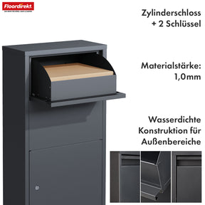 Paketbox | Clement | Praktische Paketkasten mit Klappensystem & Schloss | Wetterfest & einfach zu montieren