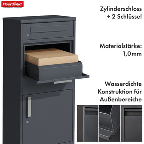 Paketbox mit Briefkasten | Francois | Wasserdichter Paketbriefkasten aus Stahl, abschließbar & freistehend in Anthrazit