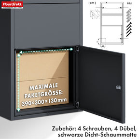 Paketbox | Clement | Praktische Paketkasten mit Klappensystem & Schloss | Wetterfest & einfach zu montieren