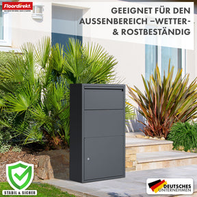 Paketbox | Clement | Praktische Paketkasten mit Klappensystem & Schloss | Wetterfest & einfach zu montieren