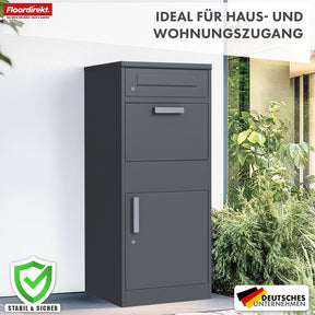 Paketbox mit Briefkasten | Francois | Wasserdichter Paketbriefkasten aus Stahl, abschließbar & freistehend in Anthrazit