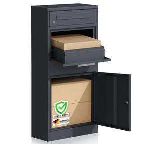 Paketbox mit Briefkasten | Francois | Wasserdichter Paketbriefkasten aus Stahl, abschließbar & freistehend in Anthrazit