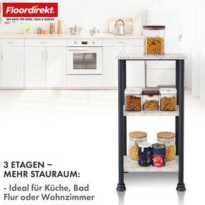 Standregal | Charles | Modernes Regal in Marmor-Optik mit stabiler Stahlkonstruktion | In 3 oder 4 Etagen erhältlich